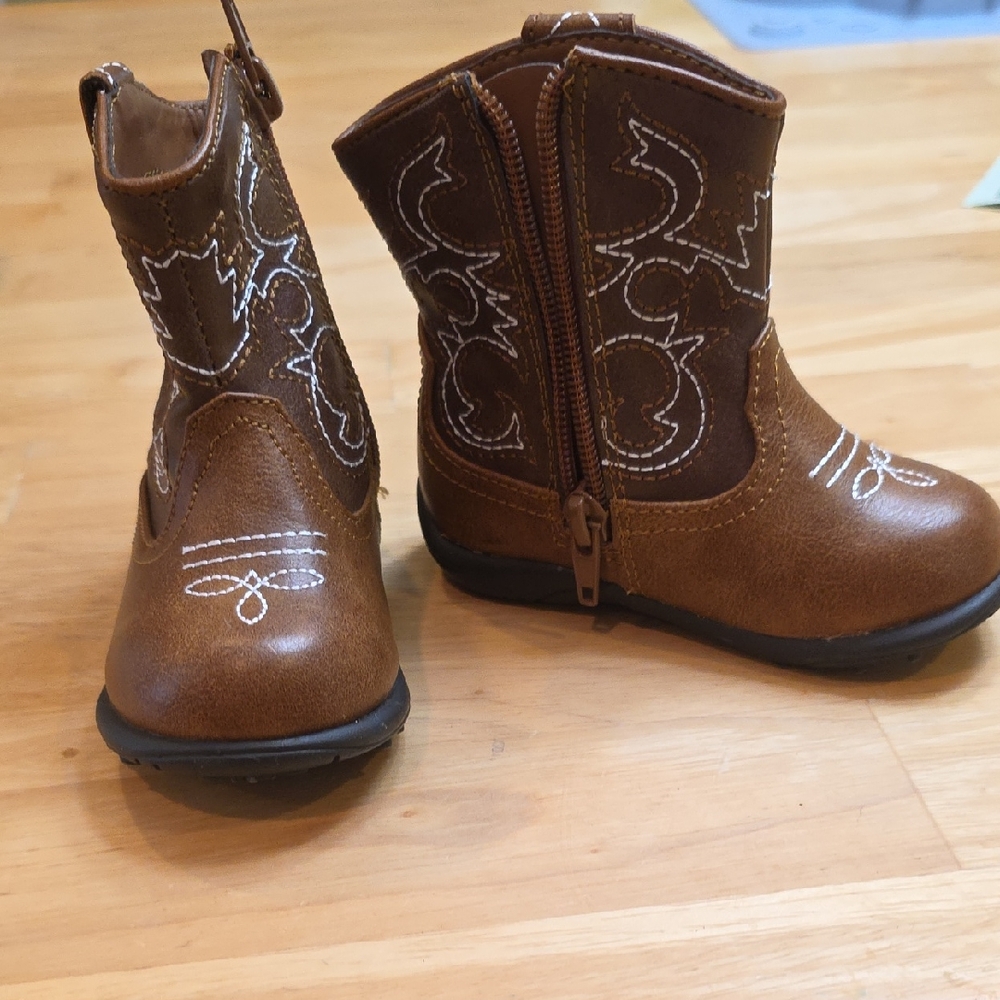 Brown Kids Cowboy Boots